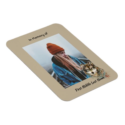 メモリアル形獣水色オオカミ動物 マグネット (右側)