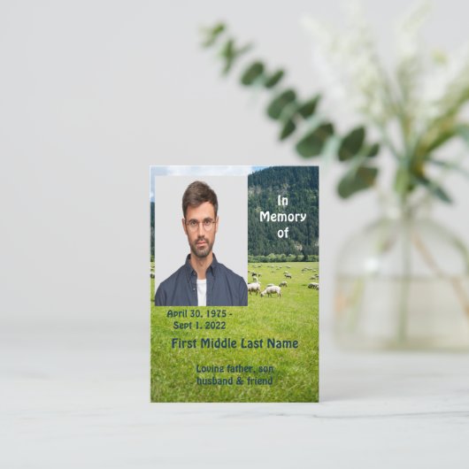 メモリアル形見シープファームの風景 名刺 (スタンド正面)