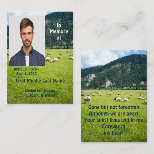 メモリアル形見シープファームの風景 名刺 (正面/裏面)