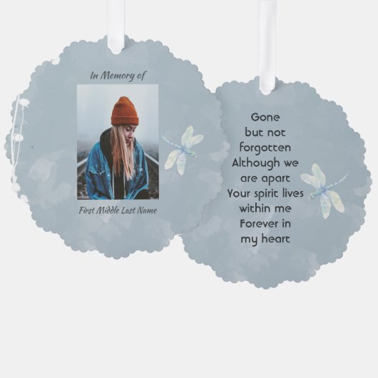 メモリアル形見トンボ白花 オーナメントカード (正面/裏面)