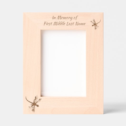 メモリアル形見トンボ白花 レーザー彫刻フレーム (正面)