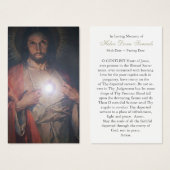 メモリアル怖いハートイエス祈りの言葉同情カード (正面&裏面)