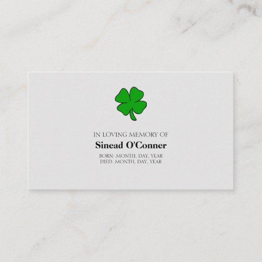 メモリアル悔やみや弔慰写真祈りの言葉カード 名刺 (裏面)