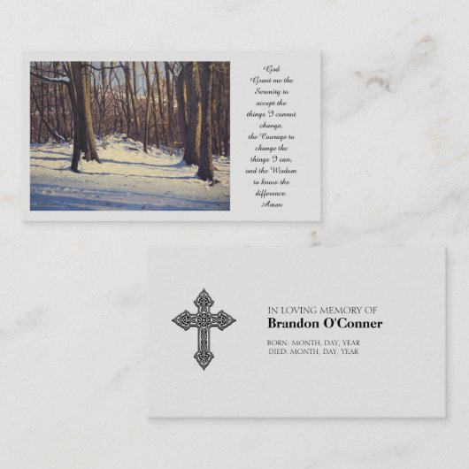メモリアル悔やみや弔慰写真祈りの言葉カード 名刺 (正面/裏面)
