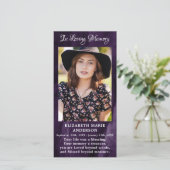 メモリアル悔やみや弔慰写真葬儀祈りの言葉カードパープル (スタンド正面)