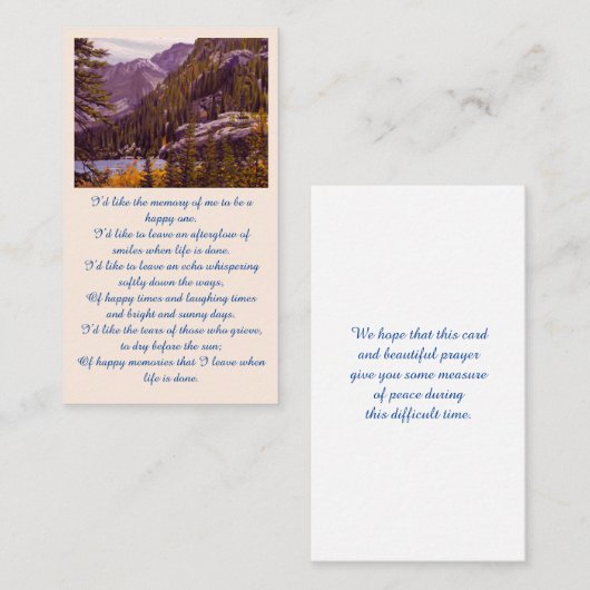 メモリアル悔やみや弔慰写真記憶カード 名刺 (正面/裏面)