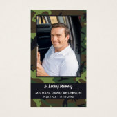 メモリアル悔やみや弔慰写真迷彩柄葬儀祈りの言葉カード (正面)