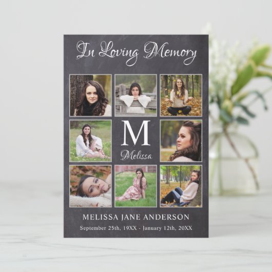 メモリアル悔やみや弔慰8フォトコラージュ葬儀 サンキューカード (スタンド正面)
