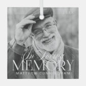 メモリアル愛の思い出シンプルのモダン写真 ガラスオーナメント (正面)