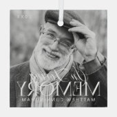 メモリアル愛の思い出シンプルのモダン写真 ガラスオーナメント (裏面)