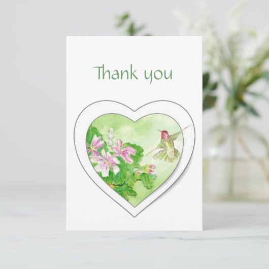 メモリアル感謝していサービス水色ハミングバード サンキューカード (スタンド正面)