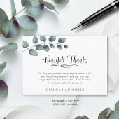 メモリアル感謝していハートフェル水の色の葉緑色 サンキューカード