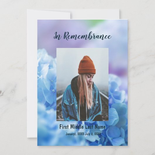 メモリアル招待状あじさいガーデンフラワーズ 招待状 (正面)