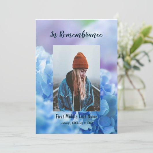 メモリアル招待状あじさいガーデンフラワーズ 招待状 (スタンド正面)