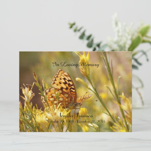 メモリアル招待状イエローバタフライ 招待状 (スタンド正面)