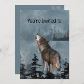 メモリアル招待状ウォーターカラーハウリングウルフ 招待状 (正面/裏面)