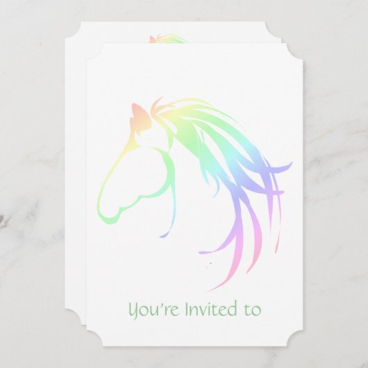 メモリアル招待状ウォーターカラーパステルホース 招待状 (正面/裏面)