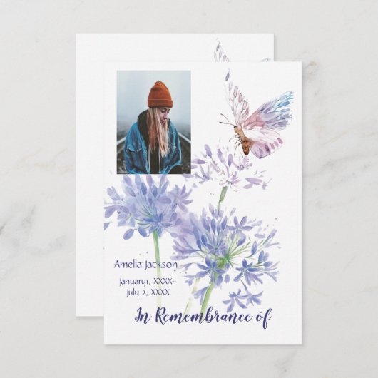 メモリアル招待状ガーデンバタフライフラワー 招待状 (正面/裏面)