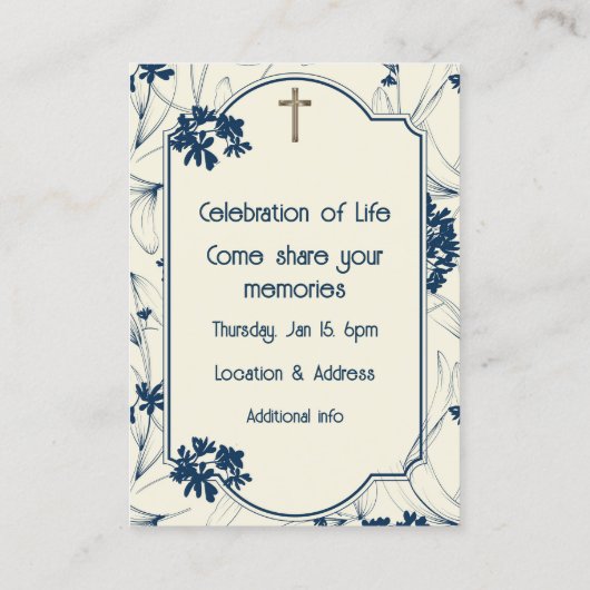 メモリアル招待状クラシックモダン葉 名刺 (裏面)