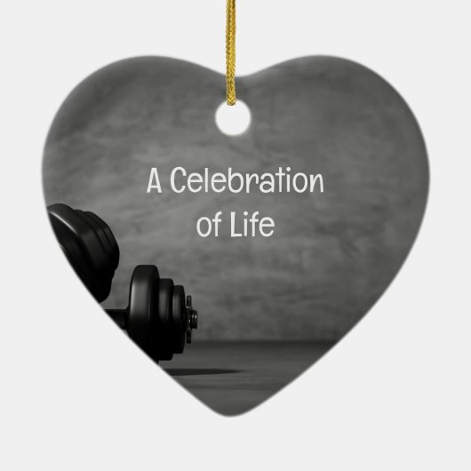 メモリアル招待状ジムフィットネストレーナーウェイト セラミックオーナメント (裏面)