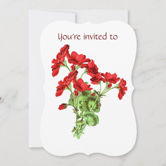 メモリアル招待状ゼラニウムフラワーアート 招待状 (正面)