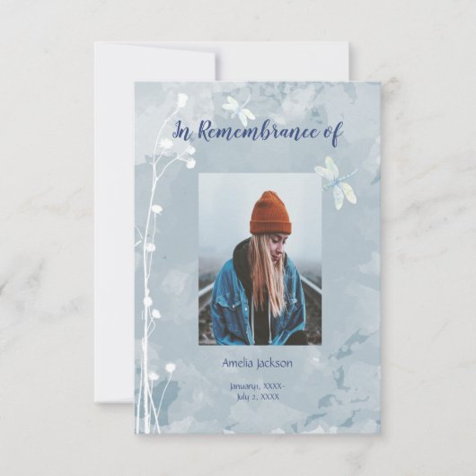 メモリアル招待状トンボ白い花 招待状 (正面)