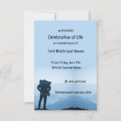 メモリアル招待状ハイキングトレッキング冒険家 招待状 (裏面)