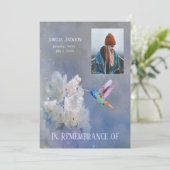 メモリアル招待状ハミングバードホワイト花 招待状 (スタンド正面)