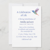 メモリアル招待状ハミングバードホワイト花 招待状 (裏面)