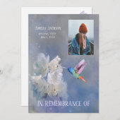 メモリアル招待状ハミングバードホワイト花 招待状 (正面/裏面)