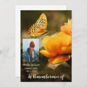 メモリアル招待状バタフライガーデンフラワー 招待状 (正面/裏面)