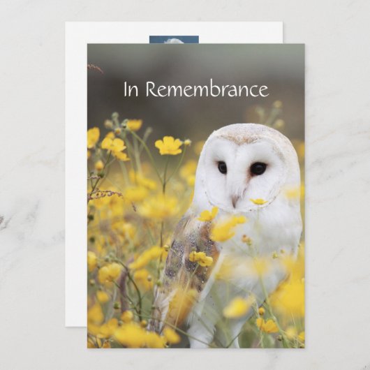 メモリアル招待状バーンドルフクロウバードフラワー 招待状 (正面/裏面)