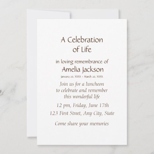 メモリアル招待状バーンドルフクロウ花 招待状 (裏面)