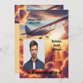 メモリアル招待状パイロット飛行機飛んでいるサン 招待状 (正面/裏面)