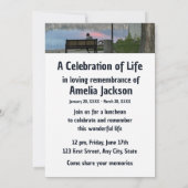 メモリアル招待状パークベンチレイクマウンテンズ 招待状 (裏面)