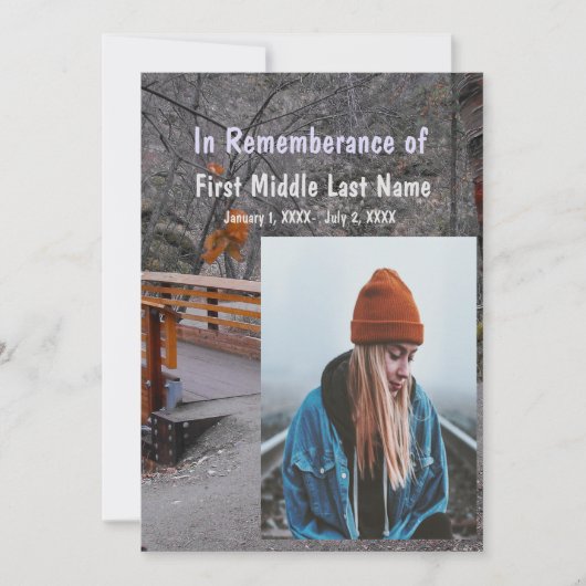 メモリアル招待状ブリッジフォレスト自然ツリー 招待状 (正面)