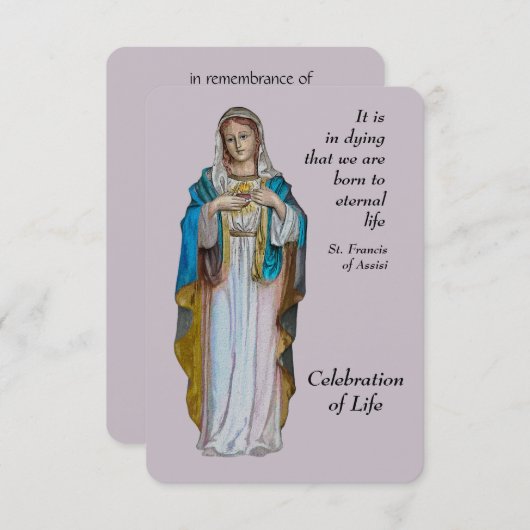 メモリアル招待状ヴァージンメアリカスタマイズーへ 招待状 (正面/裏面)