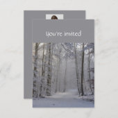 メモリアル招待状冬雪林樹木 招待状 (正面/裏面)