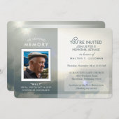 メモリアル招待状平和雲青白 招待状 (正面/裏面)