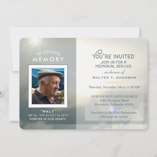 メモリアル招待状平和雲青白 招待状 (正面)