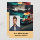 メモリアル招待状救急車付き添い人運転手 招待状 (正面/裏面)