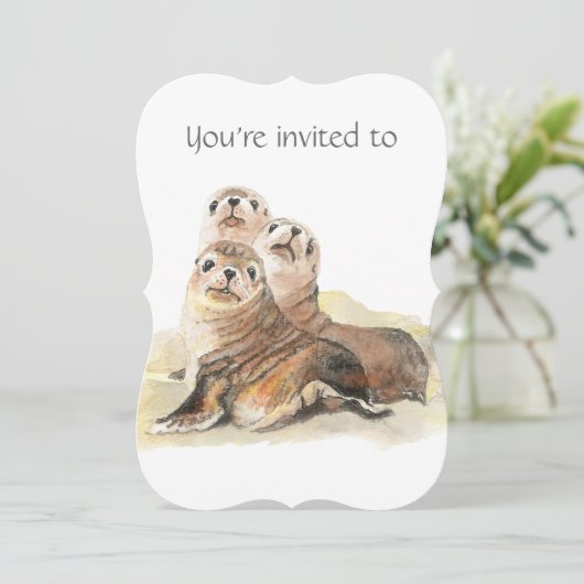 メモリアル招待状水彩印鑑動物 招待状 (スタンド正面)
