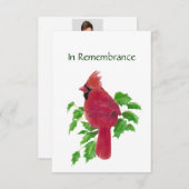 メモリアル招待状水彩（鳥）ショウジョウコウカンチョウ鳥 招待状 (正面/裏面)