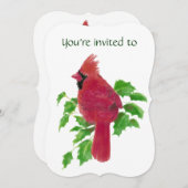 メモリアル招待状水彩(鳥)ショウジョウコウカンチョウ鳥 招待状 (正面/裏面)