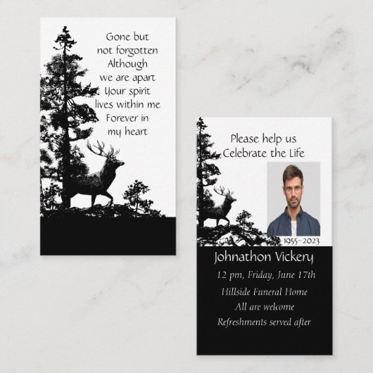 メモリアル招待状男らしスタグディアアート 名刺 (正面/裏面)