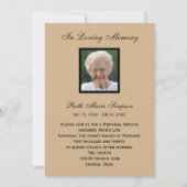 メモリアル招待状 – 写真とタン 招待状 (正面)
