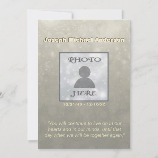 メモリアル招待状 |写真の追加 招待状 (正面)