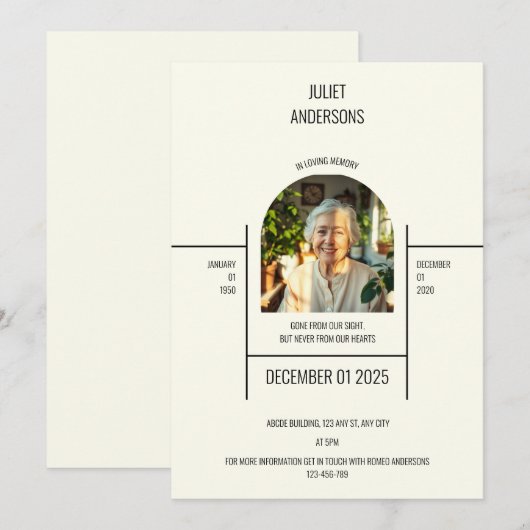 メモリアル招待状 招待状 (正面/裏面)