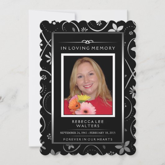 メモリアル招待状 – 白黒フローラ 招待状 (正面)