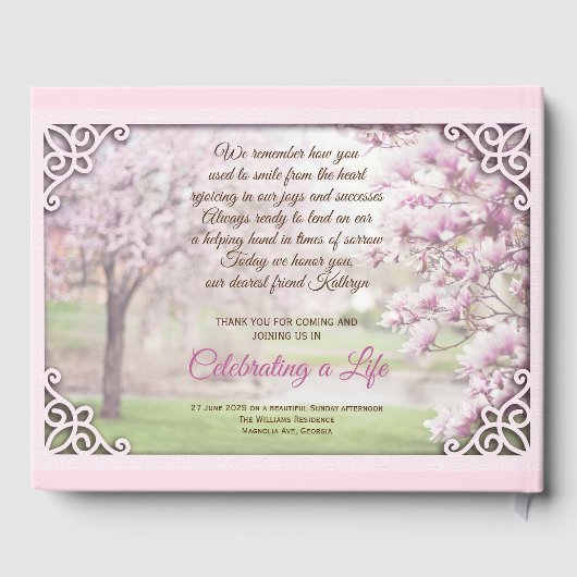 メモリアル春マグノリアエレガント写真 ゲストブック (裏面)